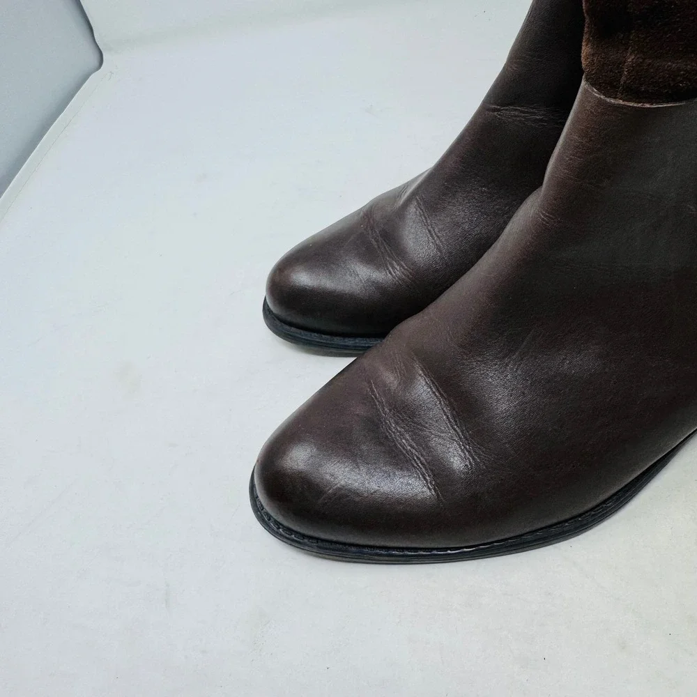 Vintage Franco Sarto Brown Leather Suede Tall Riding Boots Size 10M